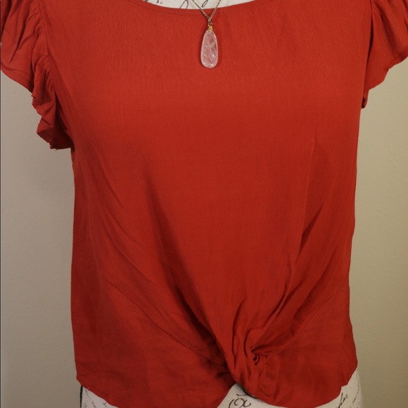New with tags front tie cropped red top - Picture 5 of 7